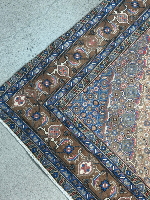 6’4x10’6 Hand-Knotted Persian Wool Rug – Beige & Blue Medallion Design