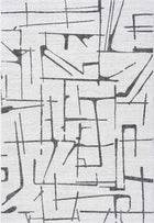 8'X10' High-Graded Polyester Modern Geometrical Style Area Rug- Grey/Ivory (Power-Loomed)