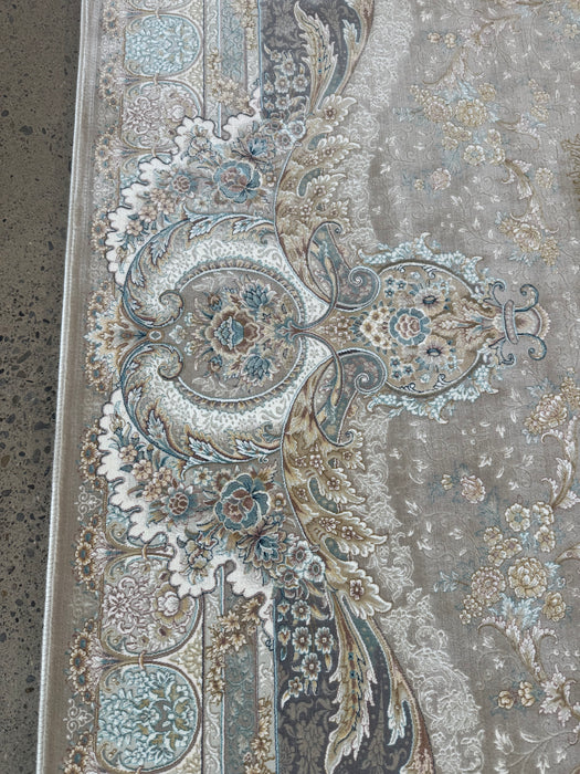 Luxury Persian Machine-Made Rug – Silver Grey / Soft Blue Medallion – 7' x 10'