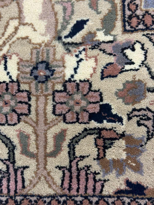 Hand-Knotted Palace-Style Wool Rug – Ivory Floral with Animal Motifs – 10' x 13'8"