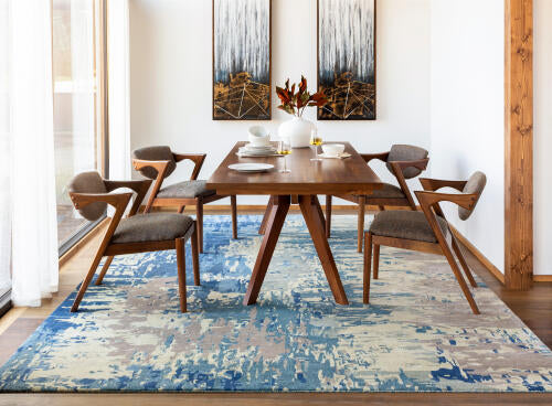 Banshee Handmade Wool & Viscose Rug — Blue Multi | BAN-3342