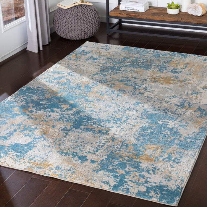 Aisha Machine Woven Rug — Light Blue / Mustard | AIS-2302