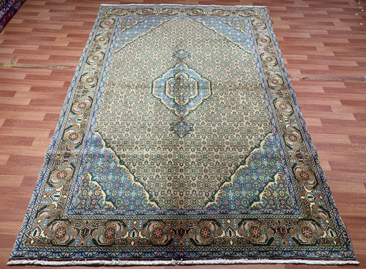 7'x10' Hand-Knotted Persian Beige/Teal Area Rug – KB Rugs 