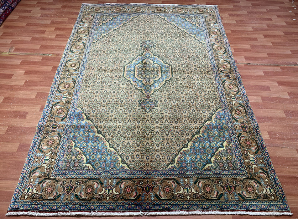 7'x10' Hand-Knotted Persian Beige/Teal Area Rug – KB Rugs 