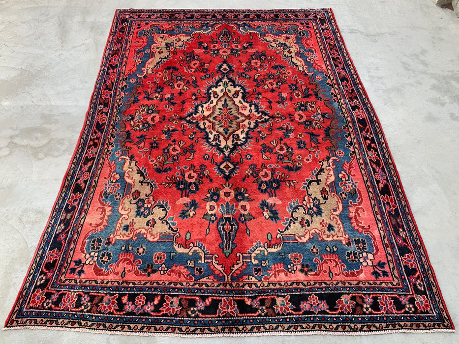 10'2 x 7'3 Hand-Knotted Persian Wool Rug - Coral Floral Medallion Design - KBHM-1000