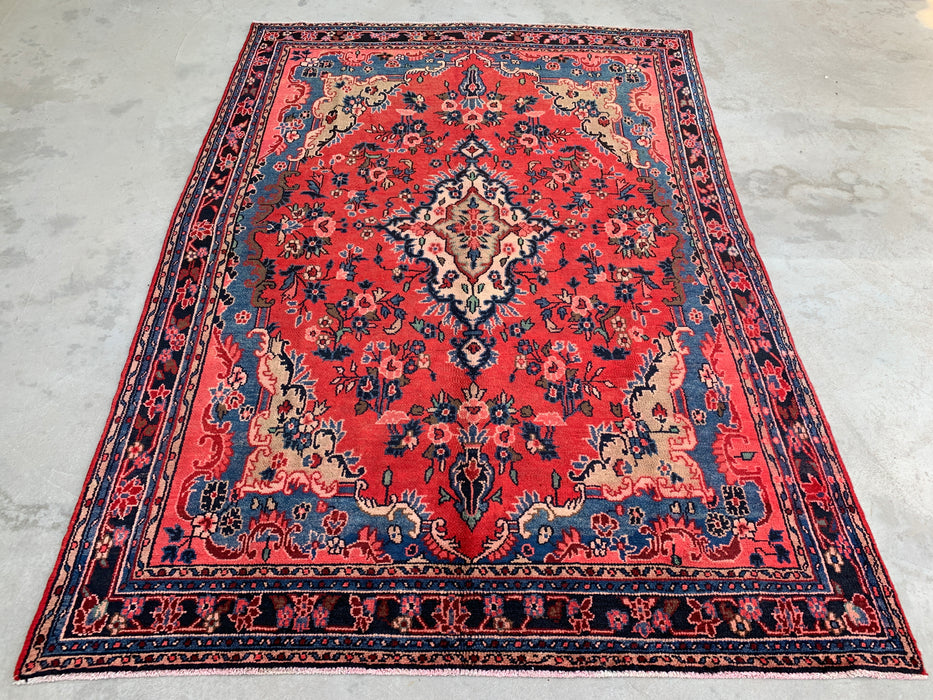 10'2 x 7'3 Hand-Knotted Persian Wool Rug - Coral Floral Medallion Design - KBHM-1000