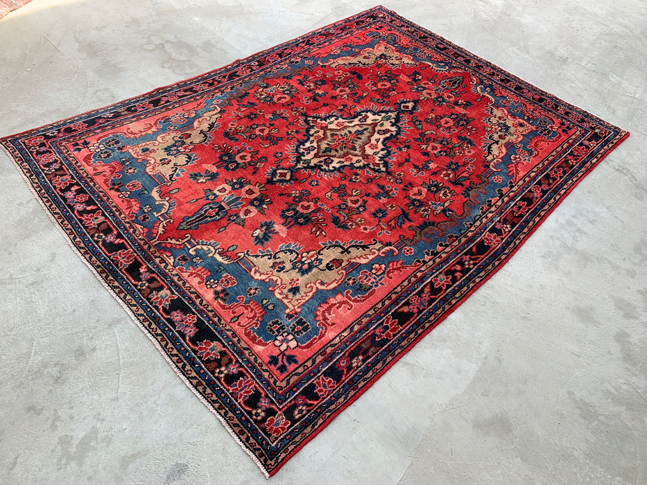 10'2 x 7'3 Hand-Knotted Persian Wool Rug - Coral Floral Medallion Design - KBHM-1000