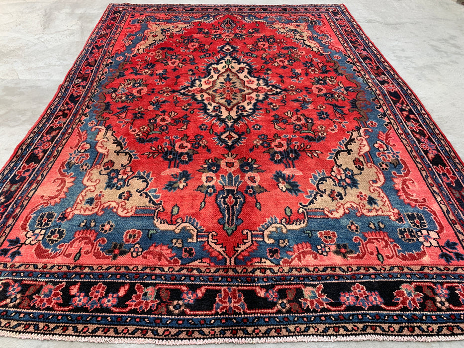 10'2 x 7'3 Hand-Knotted Persian Wool Rug - Coral Floral Medallion Design - KBHM-1000