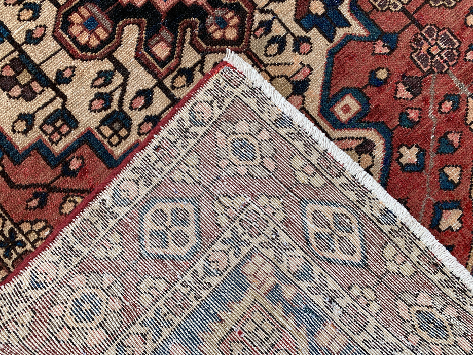 6'3 x 4'9 Hand-Knotted Persian Wool Rug - Mauve & Blue Geometric Medallion Design - KBHM-1001