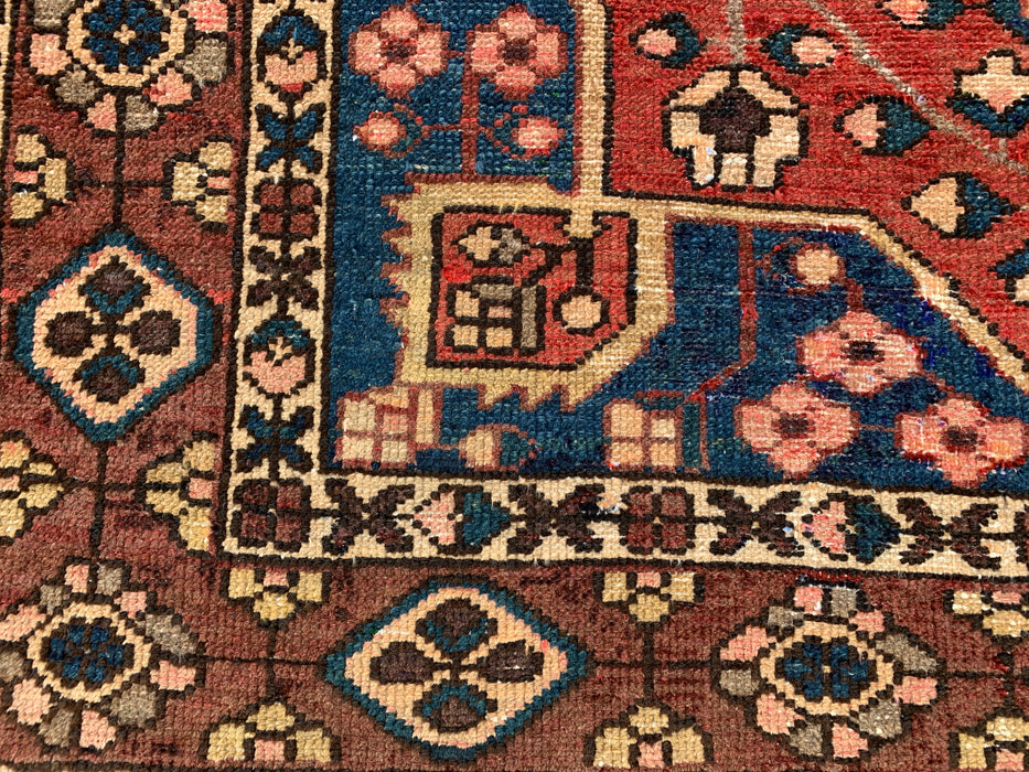 6'3 x 4'9 Hand-Knotted Persian Wool Rug - Mauve & Blue Geometric Medallion Design - KBHM-1001