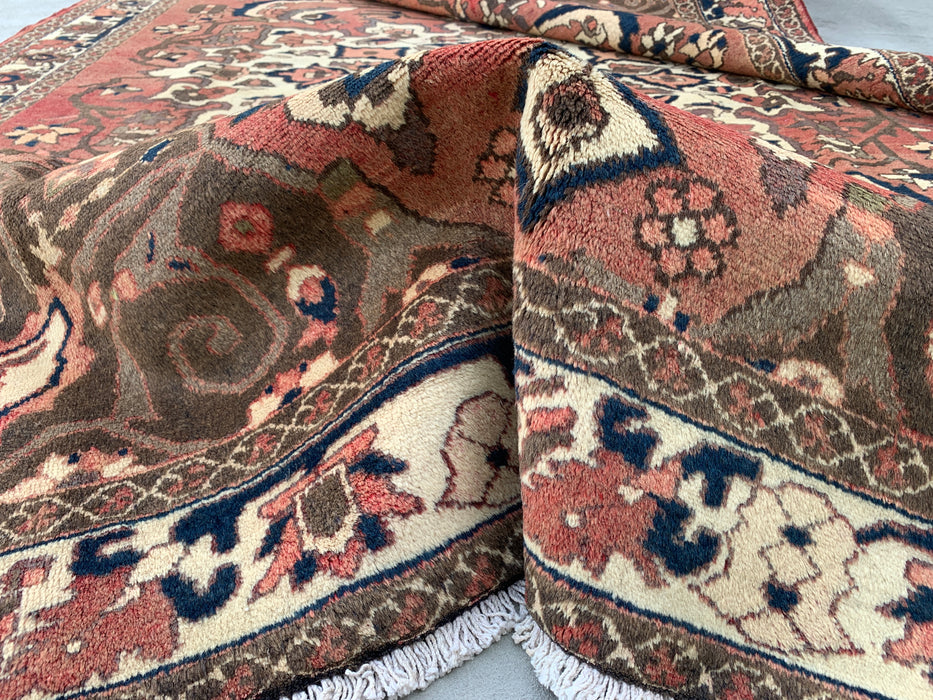 9'8 x 6'11 Hand-Knotted Persian Wool Rug - Taupe Floral Medallion Design - KBHM-1002