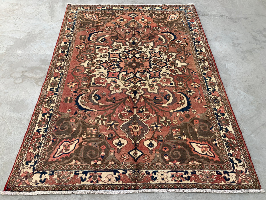 9'8 x 6'11 Hand-Knotted Persian Wool Rug - Taupe Floral Medallion Design - KBHM-1002