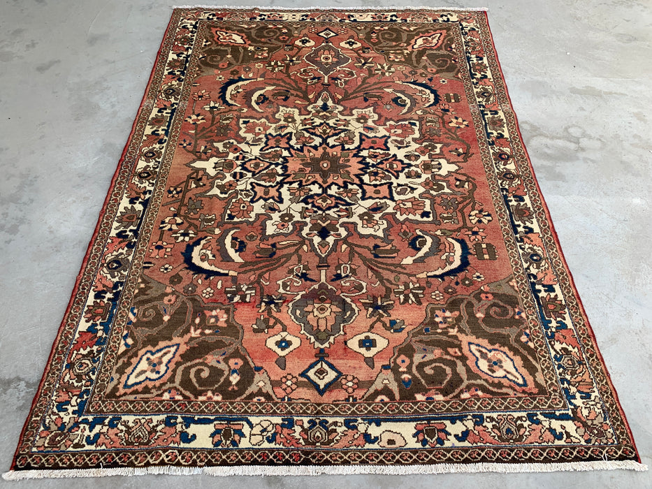 9'8 x 6'11 Hand-Knotted Persian Wool Rug - Taupe Floral Medallion Design - KBHM-1002