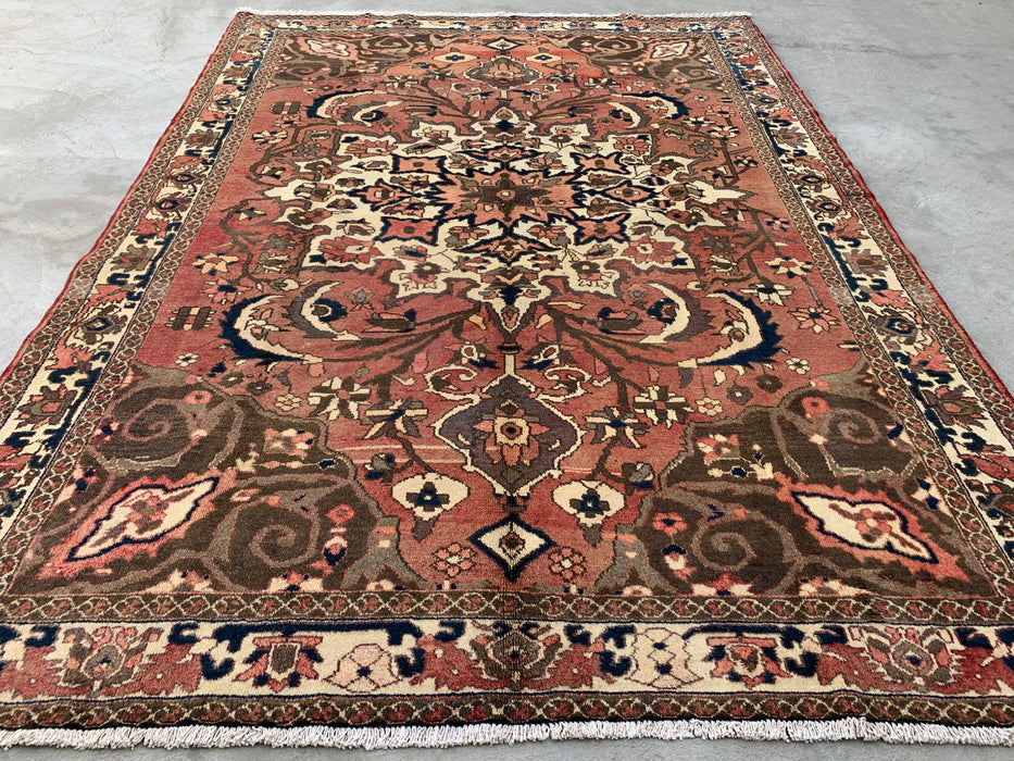 9'8 x 6'11 Hand-Knotted Persian Wool Rug - Taupe Floral Medallion Design - KBHM-1002