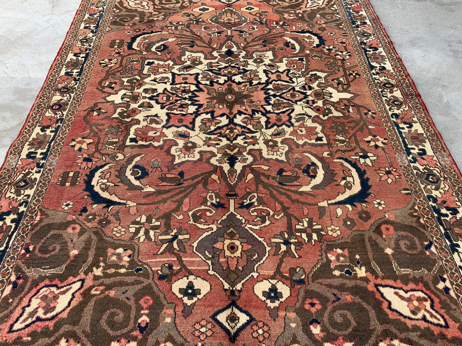 9'8 x 6'11 Hand-Knotted Persian Wool Rug - Taupe Floral Medallion Design - KBHM-1002
