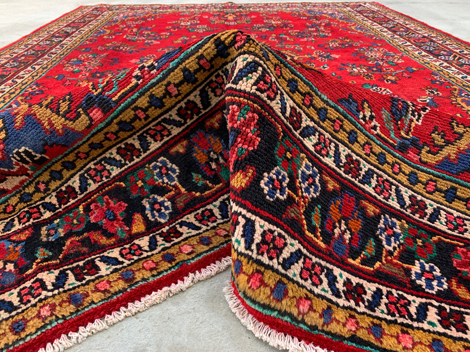 9'11 x 7'1 Hand-Knotted Persian Wool Rug - Red Floral Medallion Design - KBHM-1003