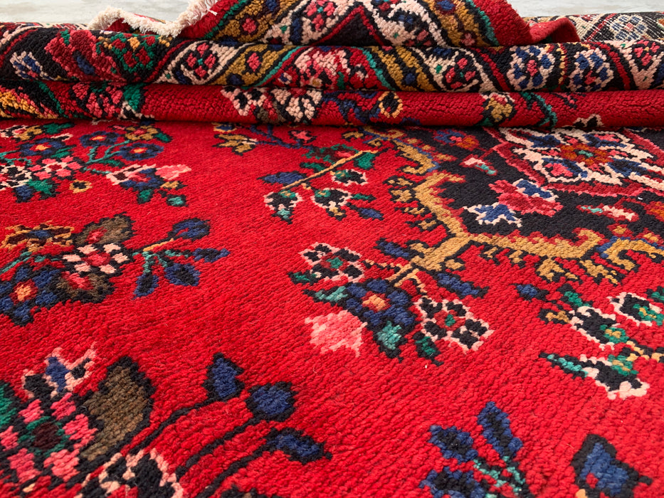 9'11 x 7'1 Hand-Knotted Persian Wool Rug - Red Floral Medallion Design - KBHM-1003