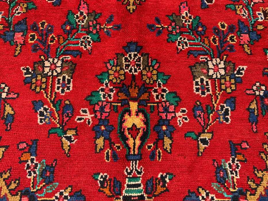 9'11 x 7'1 Hand-Knotted Persian Wool Rug - Red Floral Medallion Design - KBHM-1003