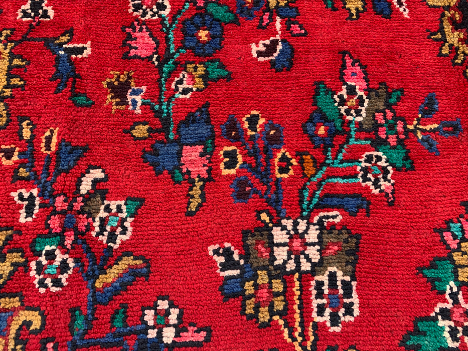 9'11 x 7'1 Hand-Knotted Persian Wool Rug - Red Floral Medallion Design - KBHM-1003