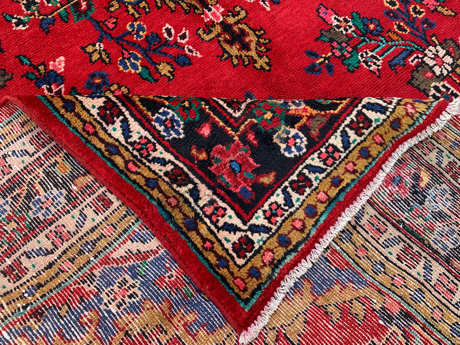 9'11 x 7'1 Hand-Knotted Persian Wool Rug - Red Floral Medallion Design - KBHM-1003