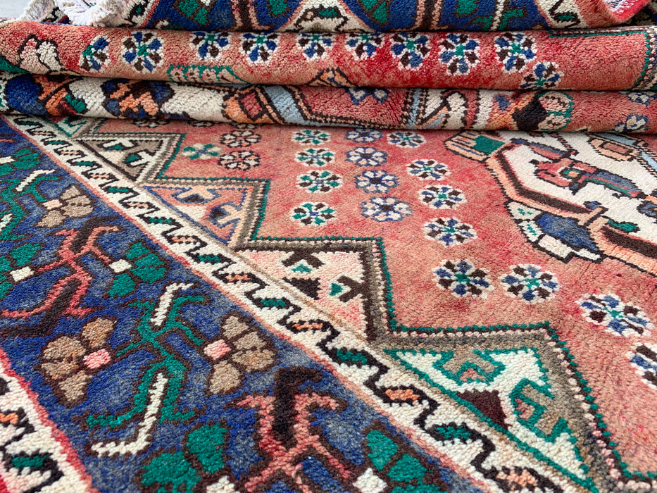 9'9 x 5'1 Hand-Knotted Persian Wool Rug - Faded Peach Tribal Medallion Design - KBHM-1004