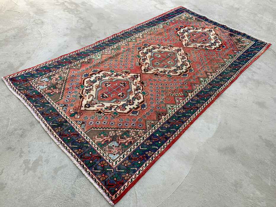 9'9 x 5'1 Hand-Knotted Persian Wool Rug - Faded Peach Tribal Medallion Design - KBHM-1004