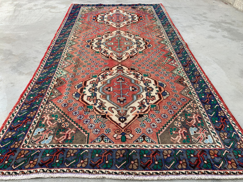 9'9 x 5'1 Hand-Knotted Persian Wool Rug - Faded Peach Tribal Medallion Design - KBHM-1004