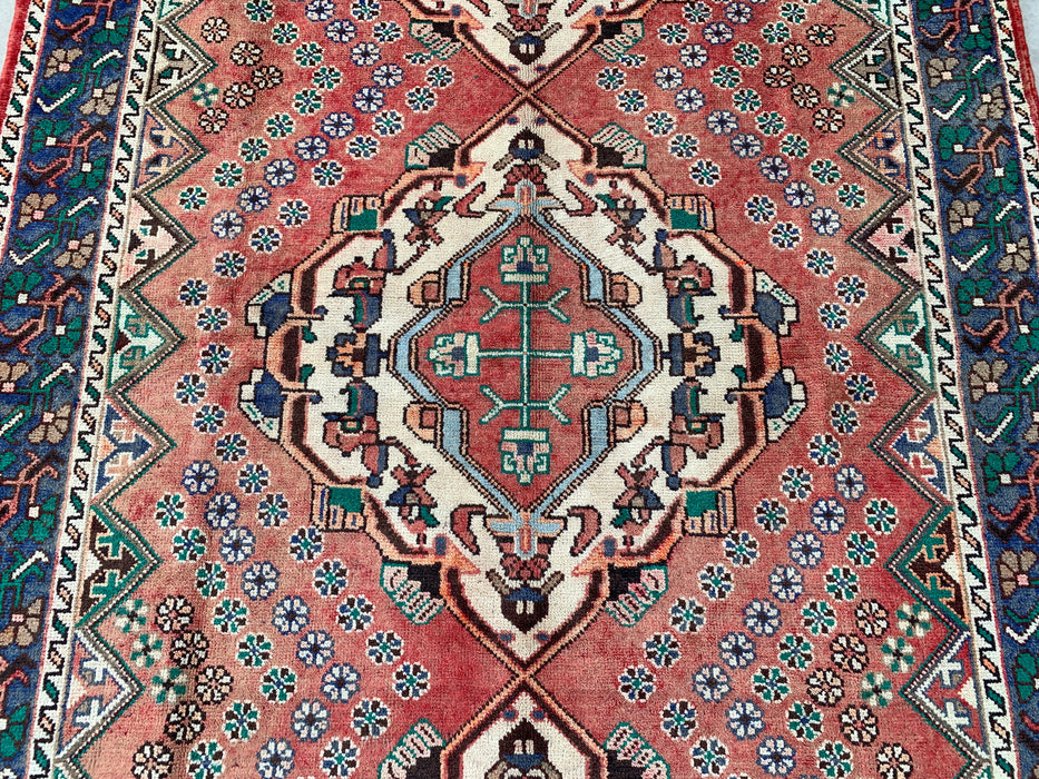 9'9 x 5'1 Hand-Knotted Persian Wool Rug - Faded Peach Tribal Medallion Design - KBHM-1004