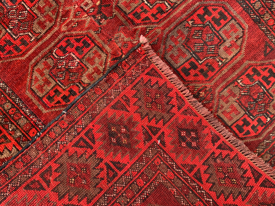 6'4 x 3'2 Hand-Knotted Persian Wool Rug - Red Geometric Tribal Design - KBHM-1005
