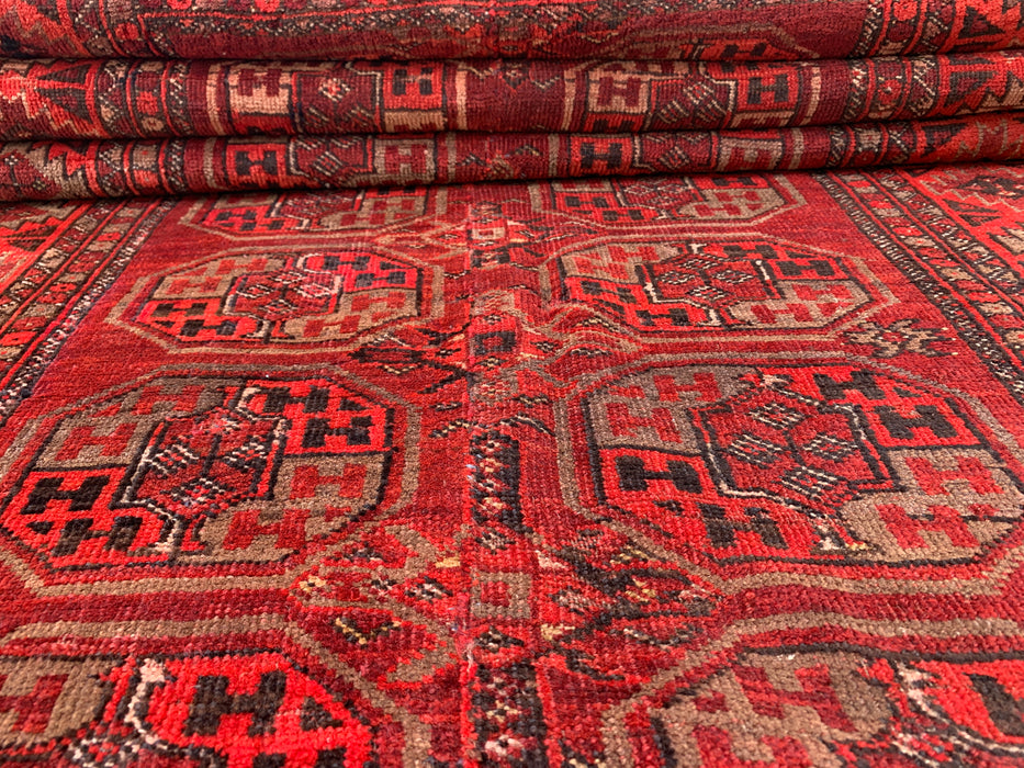 6'4 x 3'2 Hand-Knotted Persian Wool Rug - Red Geometric Tribal Design - KBHM-1005