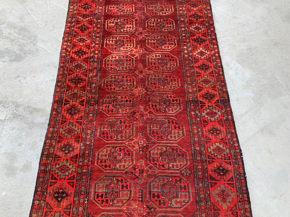 6'4 x 3'2 Hand-Knotted Persian Wool Rug - Red Geometric Tribal Design - KBHM-1005