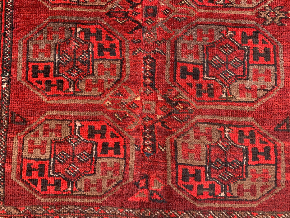 6'4 x 3'2 Hand-Knotted Persian Wool Rug - Red Geometric Tribal Design - KBHM-1005