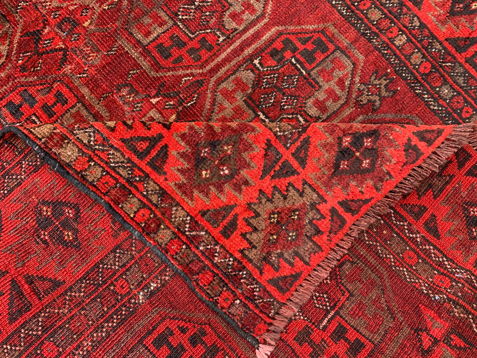6'4 x 3'2 Hand-Knotted Persian Wool Rug - Red Geometric Tribal Design - KBHM-1005