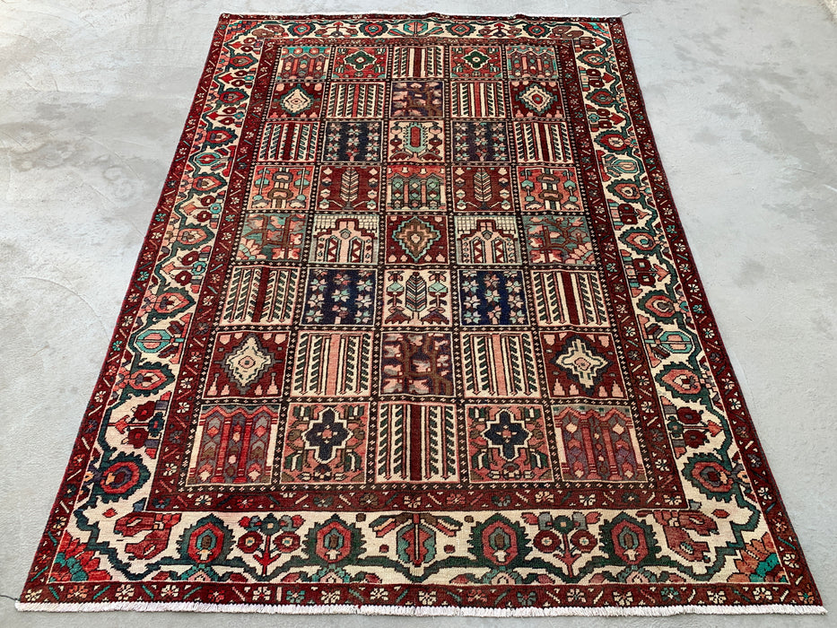 9'5 x 6'7 Hand-Knotted Persian Wool Rug - Multicolor Geometric Patchwork Design - KBHM-1006