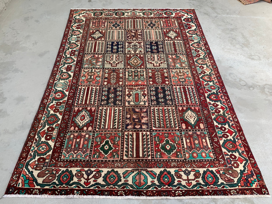 9'5 x 6'7 Hand-Knotted Persian Wool Rug - Multicolor Geometric Patchwork Design - KBHM-1006
