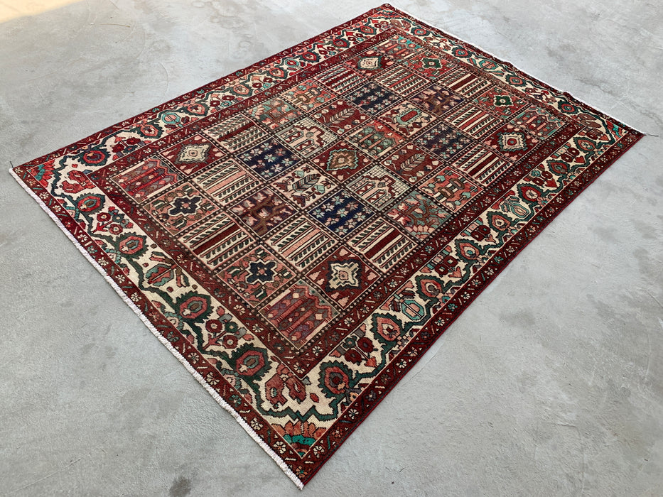 9'5 x 6'7 Hand-Knotted Persian Wool Rug - Multicolor Geometric Patchwork Design - KBHM-1006