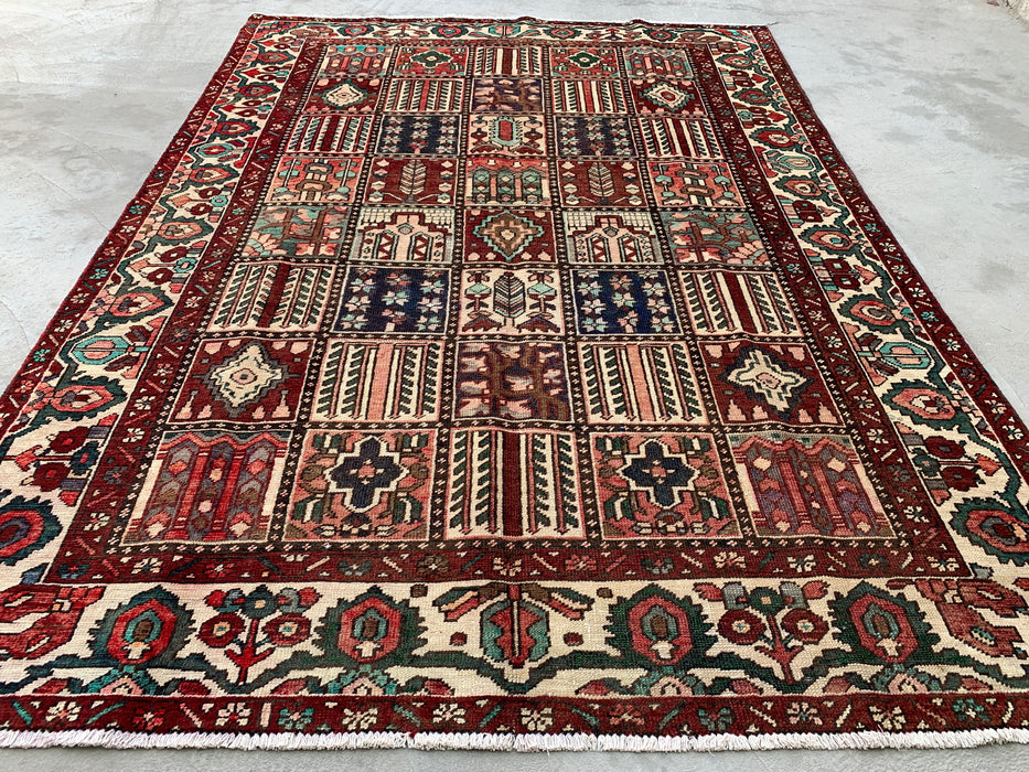 9'5 x 6'7 Hand-Knotted Persian Wool Rug - Multicolor Geometric Patchwork Design - KBHM-1006