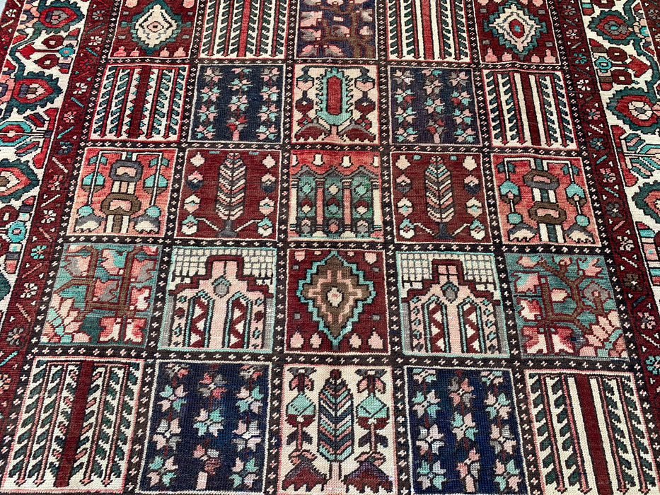 9'5 x 6'7 Hand-Knotted Persian Wool Rug - Multicolor Geometric Patchwork Design - KBHM-1006