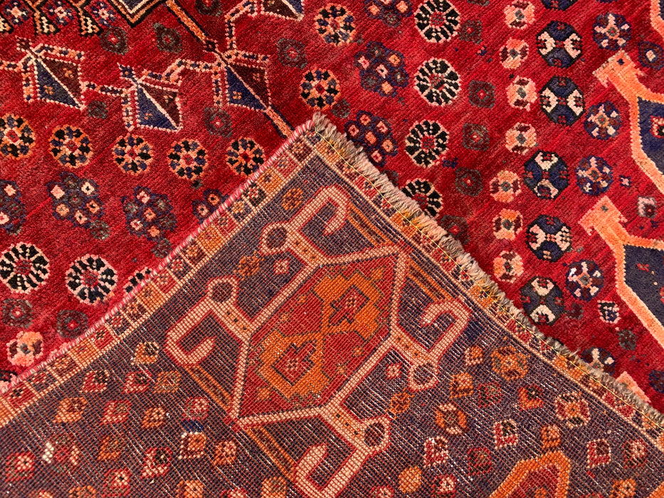 6'11 x 3'9 Hand-Knotted Persian Wool Rug - Red Tribal Medallion Design - KBHM-1008