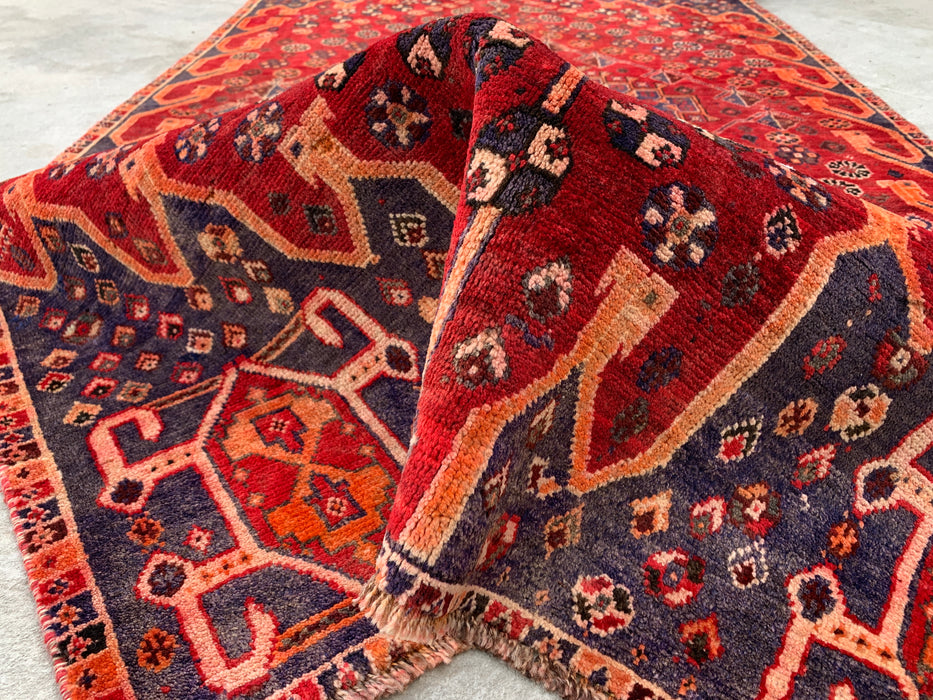 6'11 x 3'9 Hand-Knotted Persian Wool Rug - Red Tribal Medallion Design - KBHM-1008