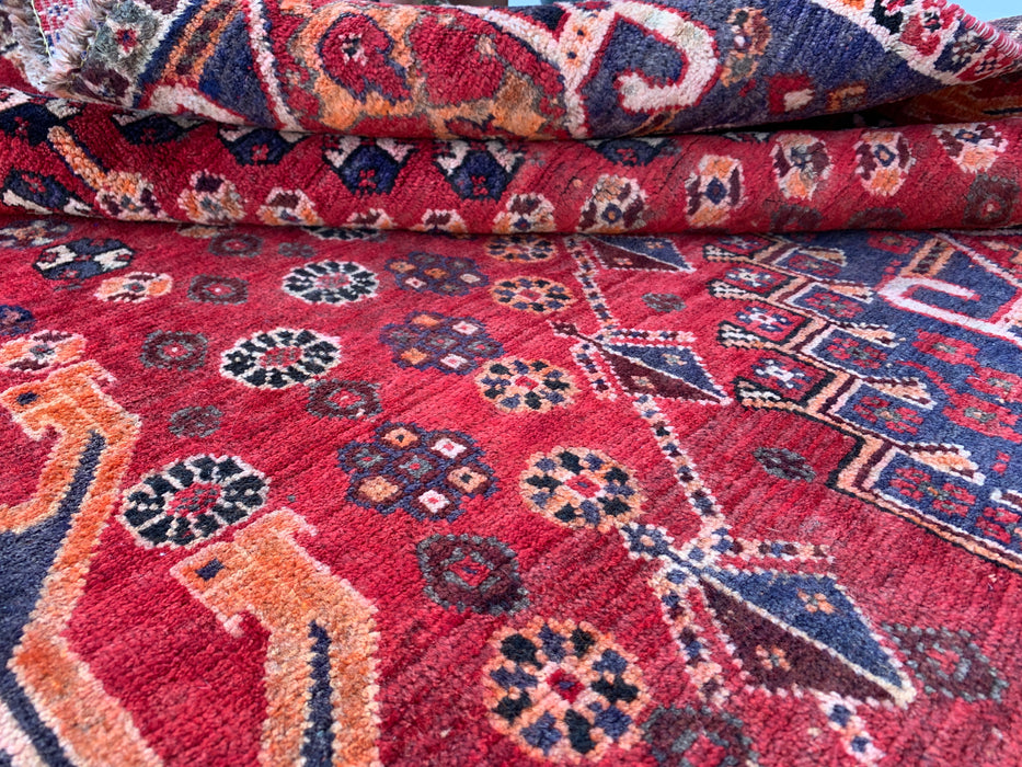 6'11 x 3'9 Hand-Knotted Persian Wool Rug - Red Tribal Medallion Design - KBHM-1008