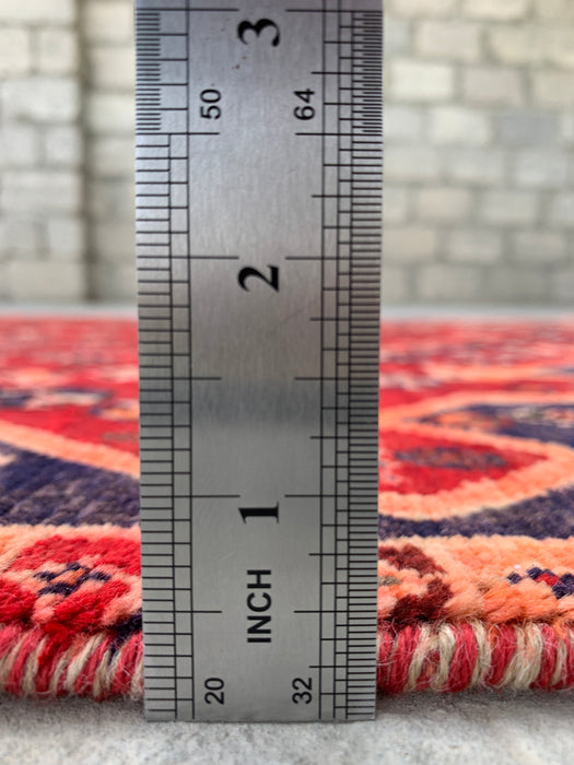 6'11 x 3'9 Hand-Knotted Persian Wool Rug - Red Tribal Medallion Design - KBHM-1008