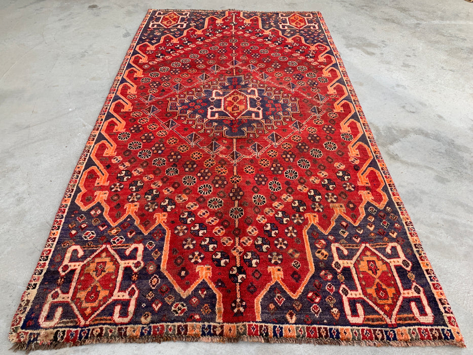 6'11 x 3'9 Hand-Knotted Persian Wool Rug - Red Tribal Medallion Design - KBHM-1008