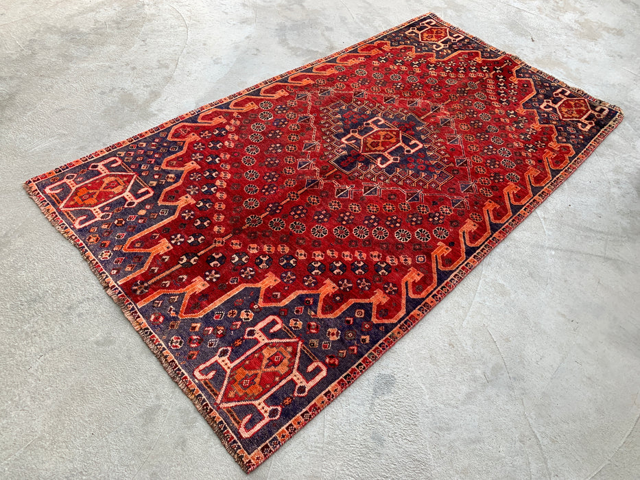 6'11 x 3'9 Hand-Knotted Persian Wool Rug - Red Tribal Medallion Design - KBHM-1008