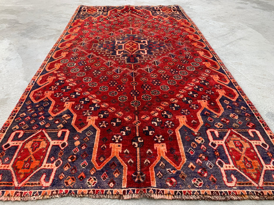 6'11 x 3'9 Hand-Knotted Persian Wool Rug - Red Tribal Medallion Design - KBHM-1008