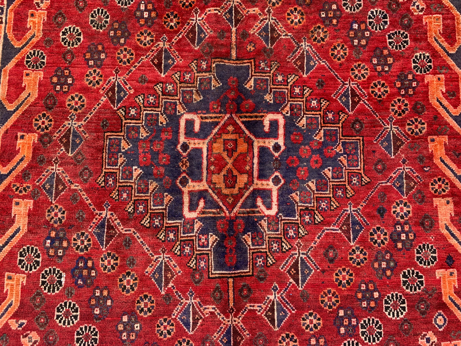6'11 x 3'9 Hand-Knotted Persian Wool Rug - Red Tribal Medallion Design - KBHM-1008
