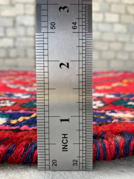 6'4 x 4'9 Hand-Knotted Persian Wool Rug - Red Geometric Tribal Design - KBHM-1009
