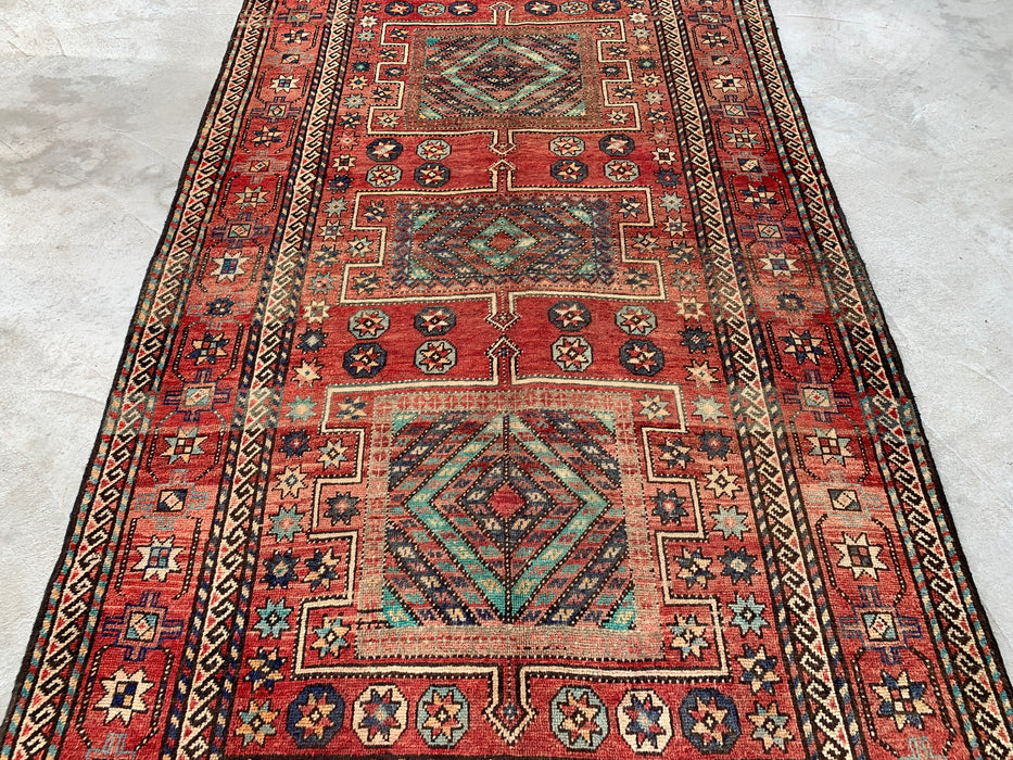 9'3 x 5'3 Hand-Knotted Persian Wool Rug - Faded Multicolor Geometric Tribal Design - KBHM-1010