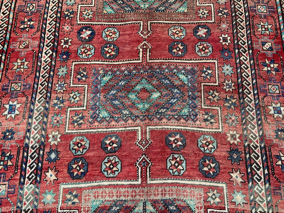 9'3 x 5'3 Hand-Knotted Persian Wool Rug - Faded Multicolor Geometric Tribal Design - KBHM-1010