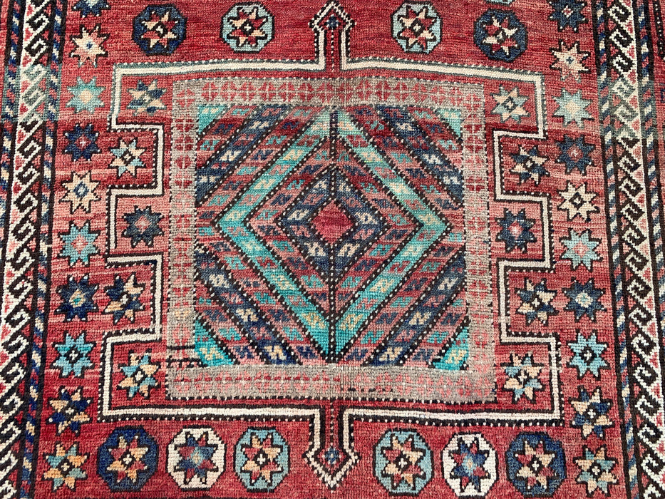 9'3 x 5'3 Hand-Knotted Persian Wool Rug - Faded Multicolor Geometric Tribal Design - KBHM-1010
